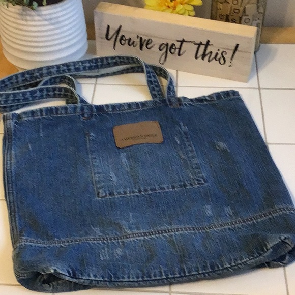 ‘American Eagle’ Distressed Denim Tote - Picture 4 of 7
